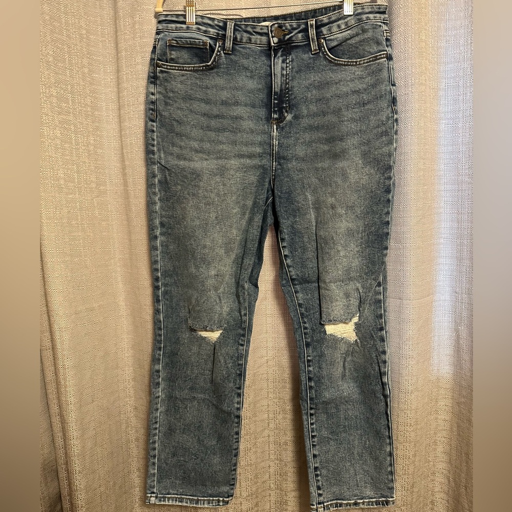 LC Lauren Conrad Distressed Dark Blue Skinny Jeans